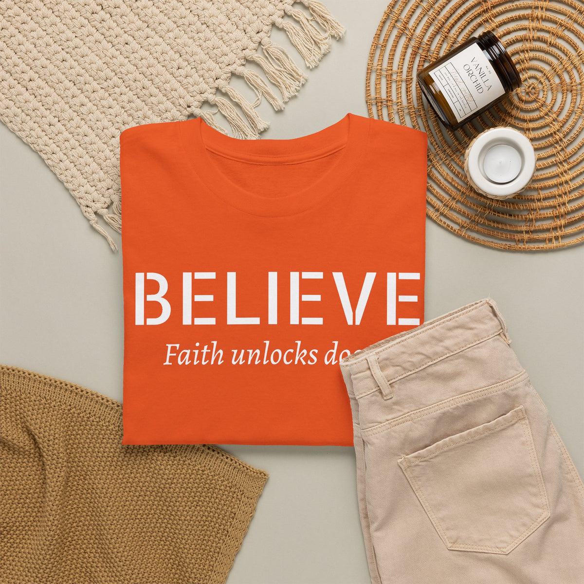 Believe Faith T‑Shirt — "Believe: Faith Unlocks Doors" Inspirational Tee