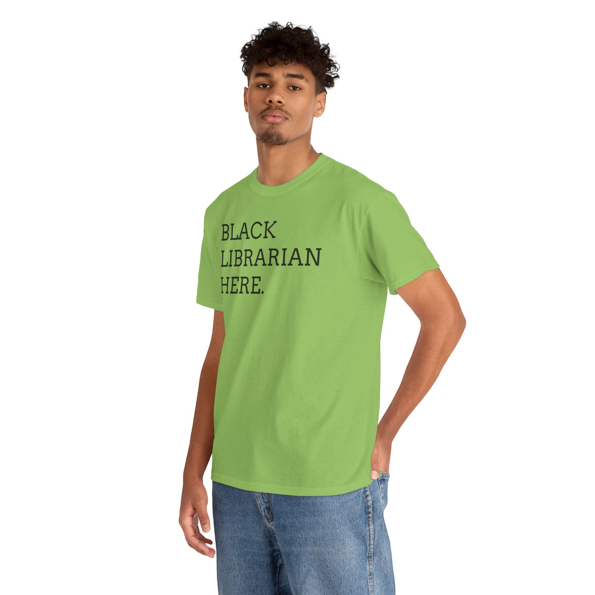 Black Librarian Here. Tee — Empowering Black Librarian Graphic Shirt