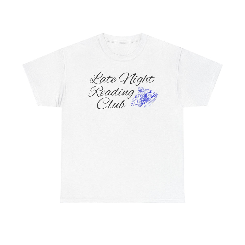 Late Night Reading Club Tee — Cozy Book Lover T-Shirt with Book & Lamp Graphic