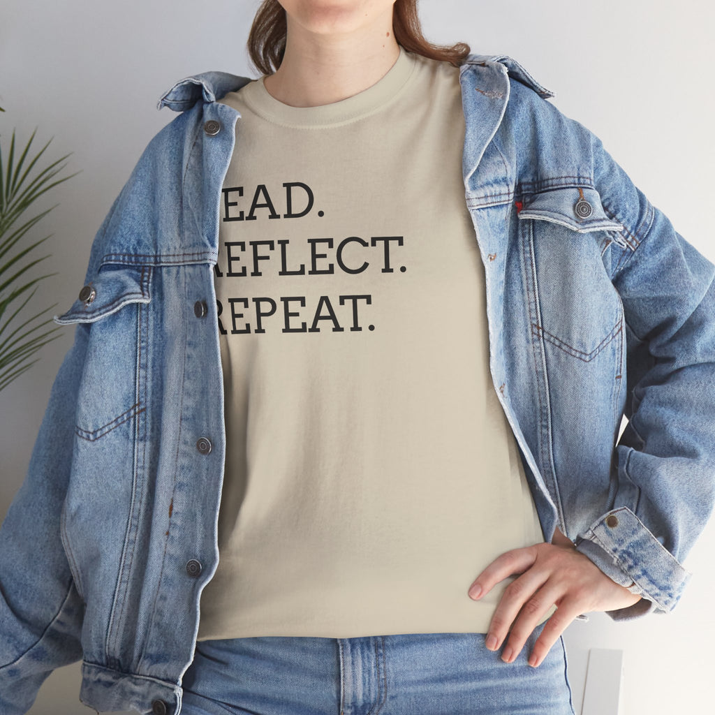 Read. Reflect. Repeat. T-Shirt — Minimalist Literary Tee for Book Lovers