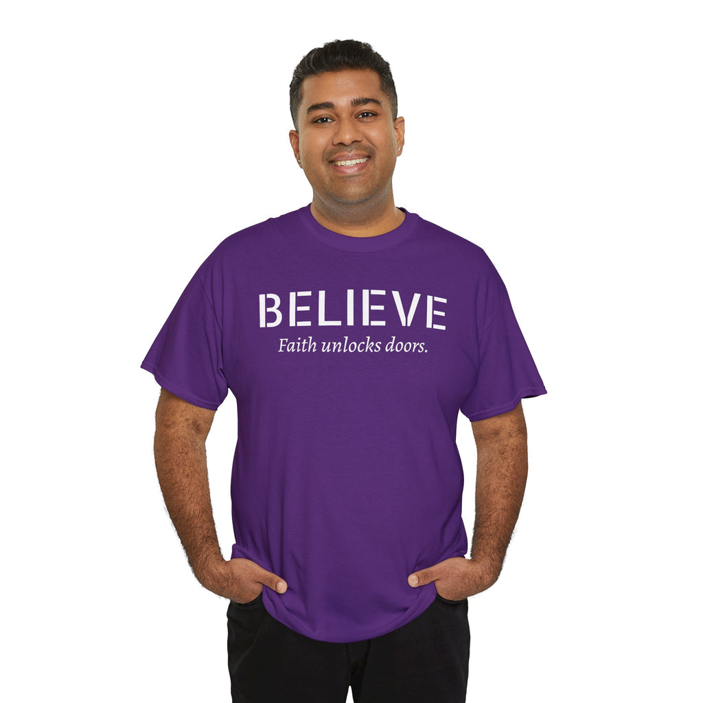 Believe Faith T‑Shirt — "Believe: Faith Unlocks Doors" Inspirational Tee