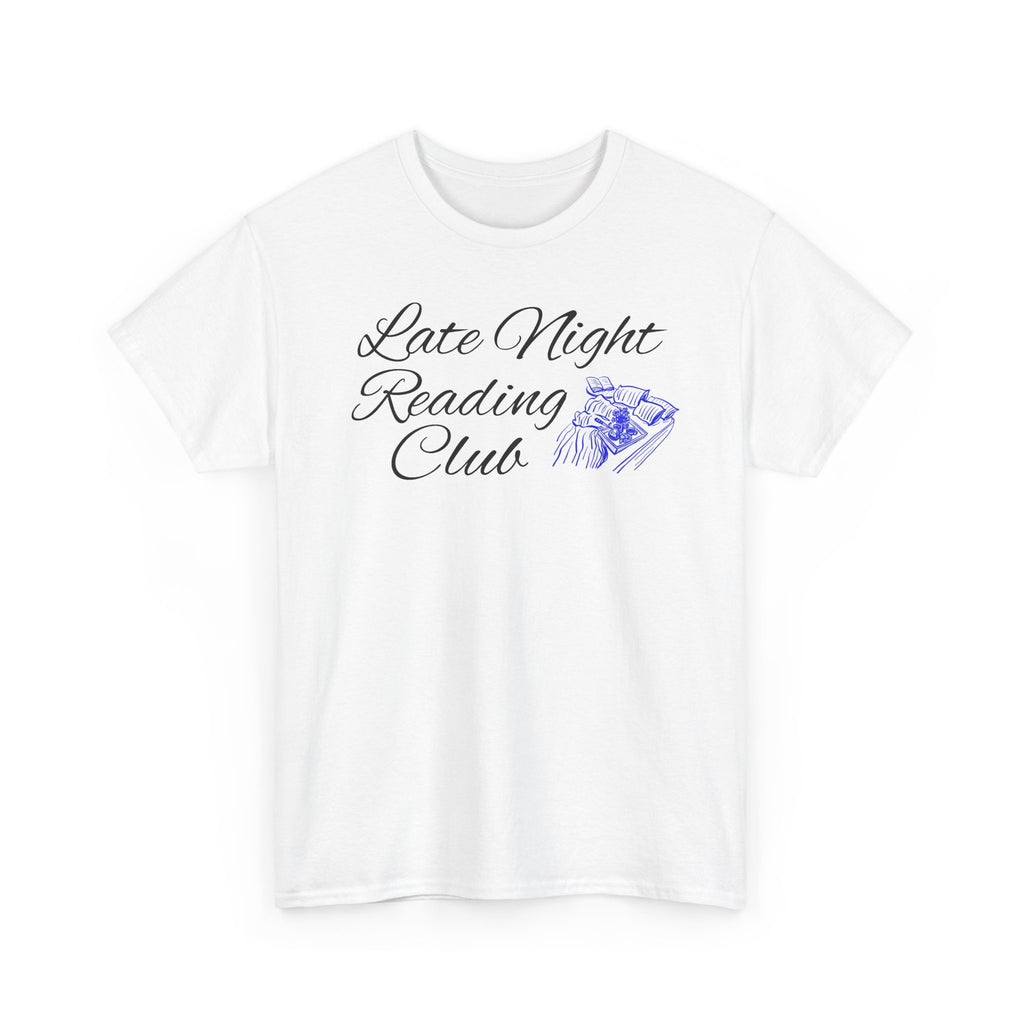 Late Night Reading Club Tee — Cozy Book Lover T-Shirt with Book & Lamp Graphic