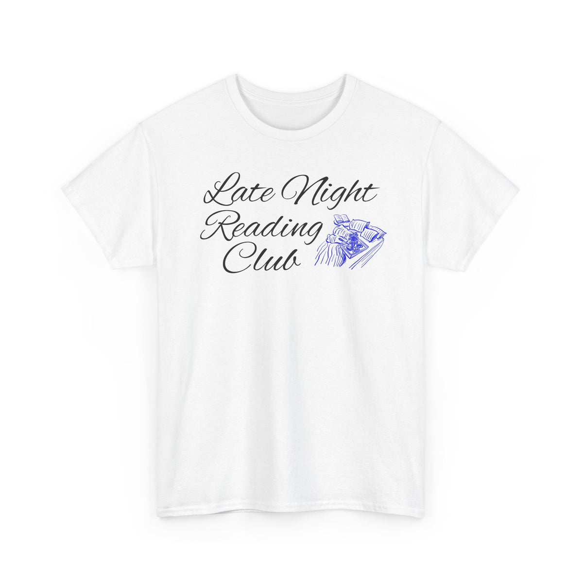 Late Night Reading Club Tee — Cozy Book Lover T-Shirt with Book & Lamp Graphic