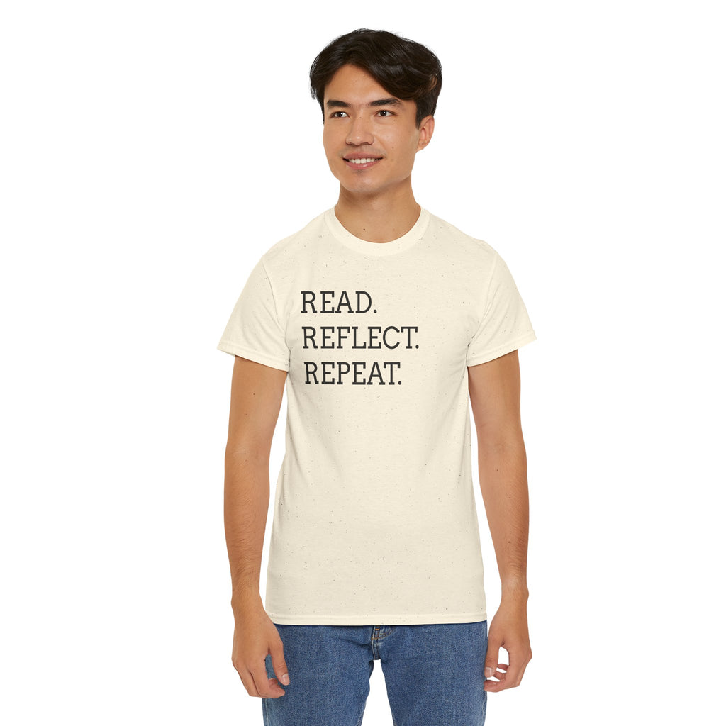 Read. Reflect. Repeat. T-Shirt — Minimalist Literary Tee for Book Lovers