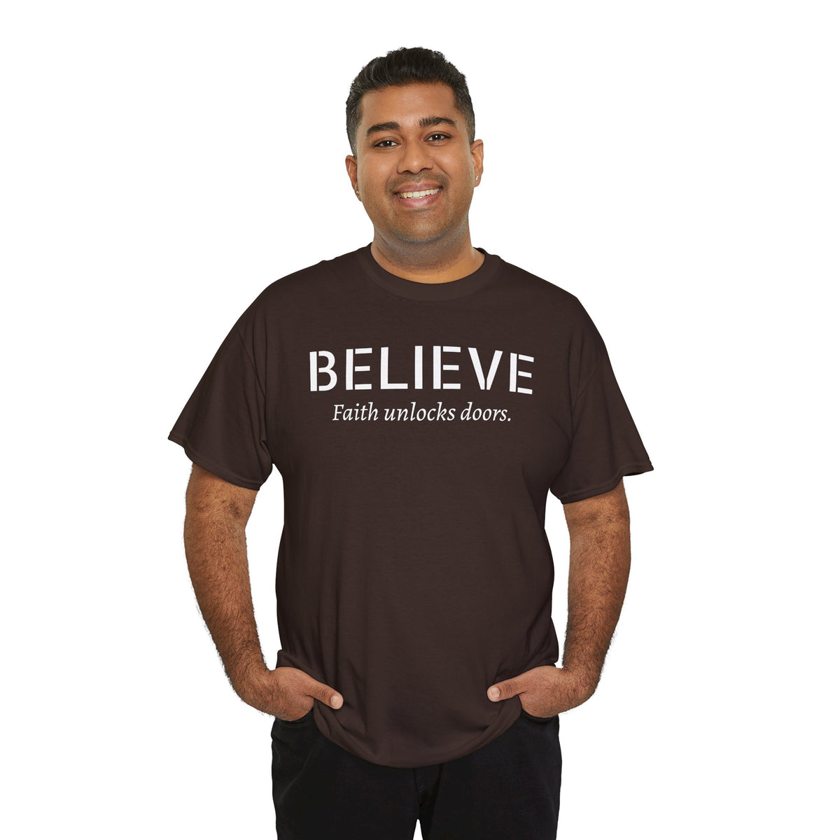Believe Faith T‑Shirt — "Believe: Faith Unlocks Doors" Inspirational Tee