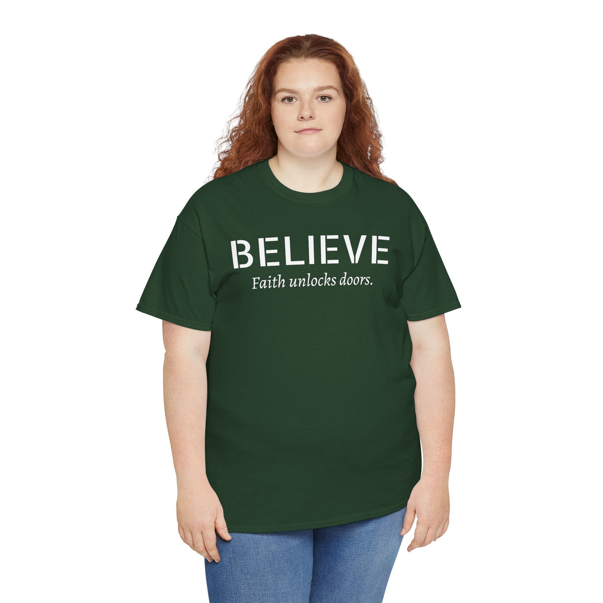 Believe Faith T‑Shirt — "Believe: Faith Unlocks Doors" Inspirational Tee