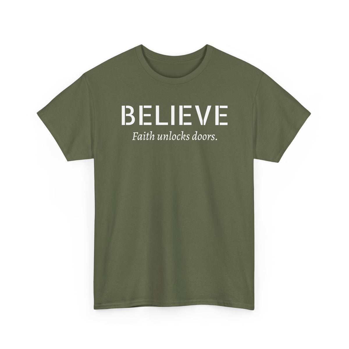 Believe Faith T‑Shirt — "Believe: Faith Unlocks Doors" Inspirational Tee