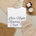 Late Night Reading Club Tee — Cozy Book Lover T-Shirt with Book & Lamp Graphic