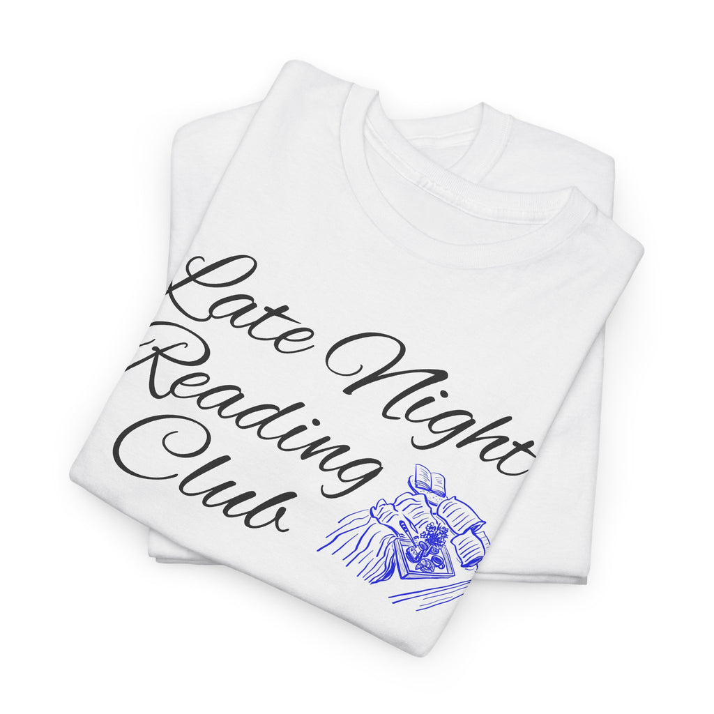 Late Night Reading Club Tee — Cozy Book Lover T-Shirt with Book & Lamp Graphic