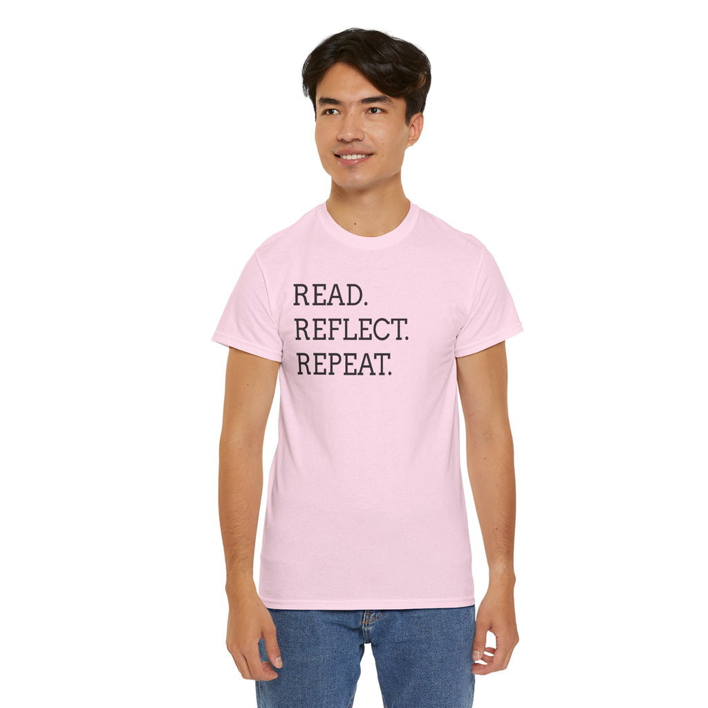 Read. Reflect. Repeat. T-Shirt — Minimalist Literary Tee for Book Lovers