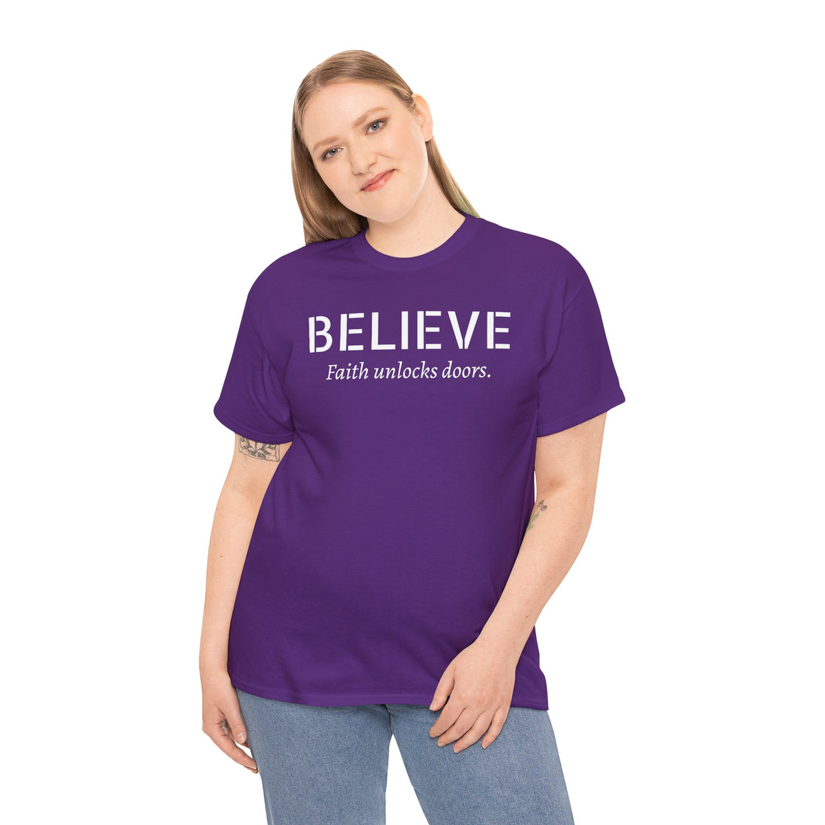 Believe Faith T‑Shirt — "Believe: Faith Unlocks Doors" Inspirational Tee