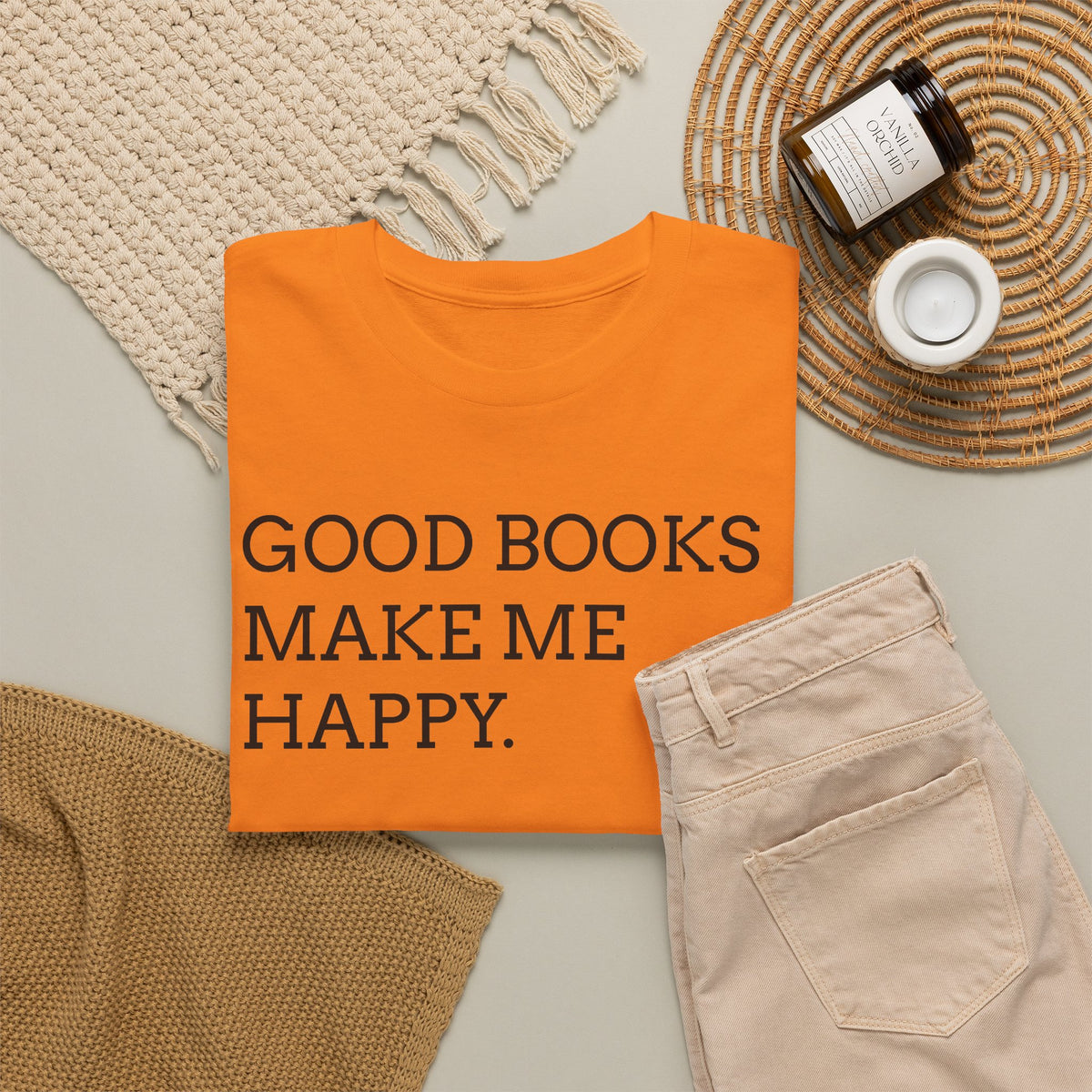 Book Lover T-Shirt — "Good Books Make Me Happy." Literary Graphic Tee