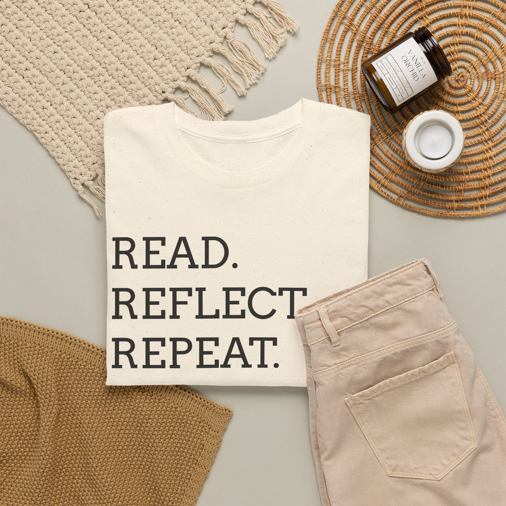 Read. Reflect. Repeat. T-Shirt — Minimalist Literary Tee for Book Lovers