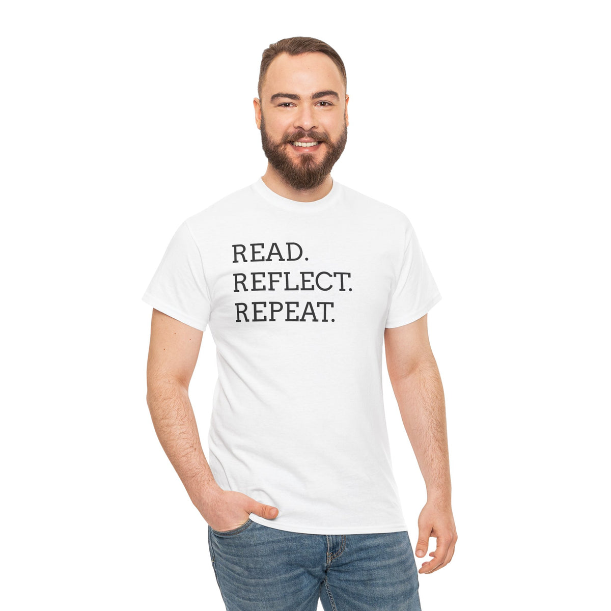 Read. Reflect. Repeat. T-Shirt — Minimalist Literary Tee for Book Lovers