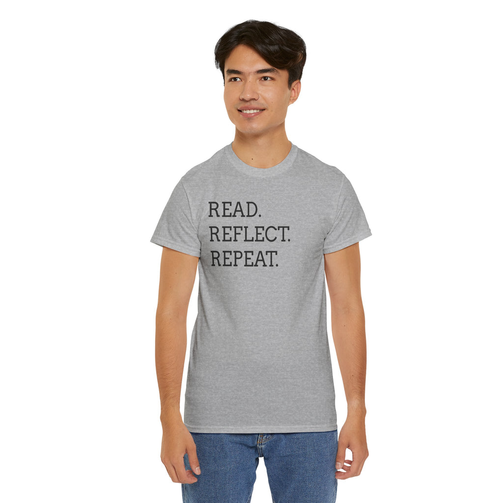 Read. Reflect. Repeat. T-Shirt — Minimalist Literary Tee for Book Lovers