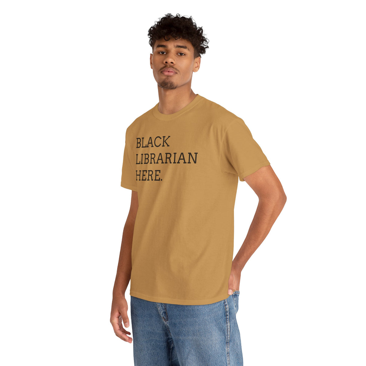 Black Librarian Here. Tee — Empowering Black Librarian Graphic Shirt