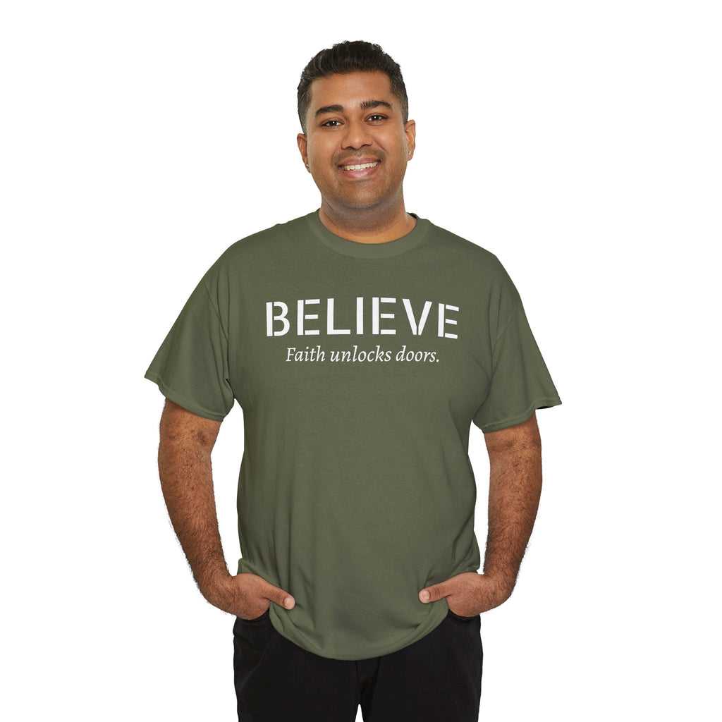 Believe Faith T‑Shirt — "Believe: Faith Unlocks Doors" Inspirational Tee