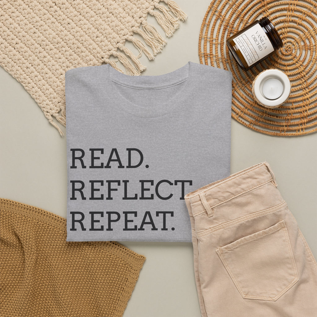 Read. Reflect. Repeat. T-Shirt — Minimalist Literary Tee for Book Lovers