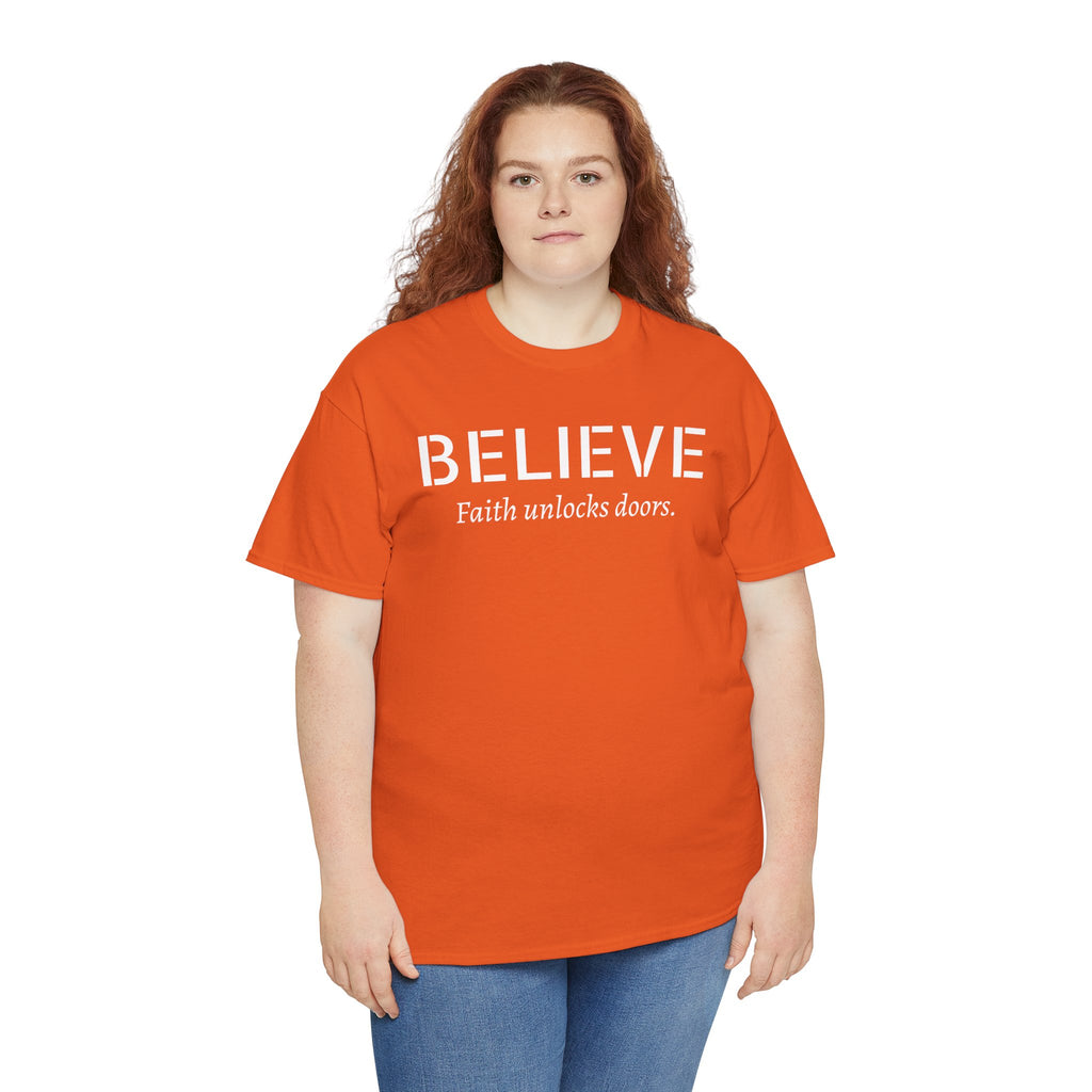 Believe Faith T‑Shirt — "Believe: Faith Unlocks Doors" Inspirational Tee