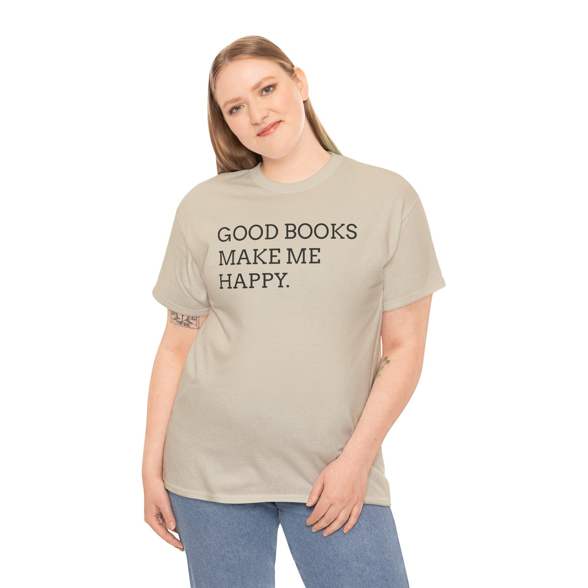 Book Lover T-Shirt — "Good Books Make Me Happy." Literary Graphic Tee