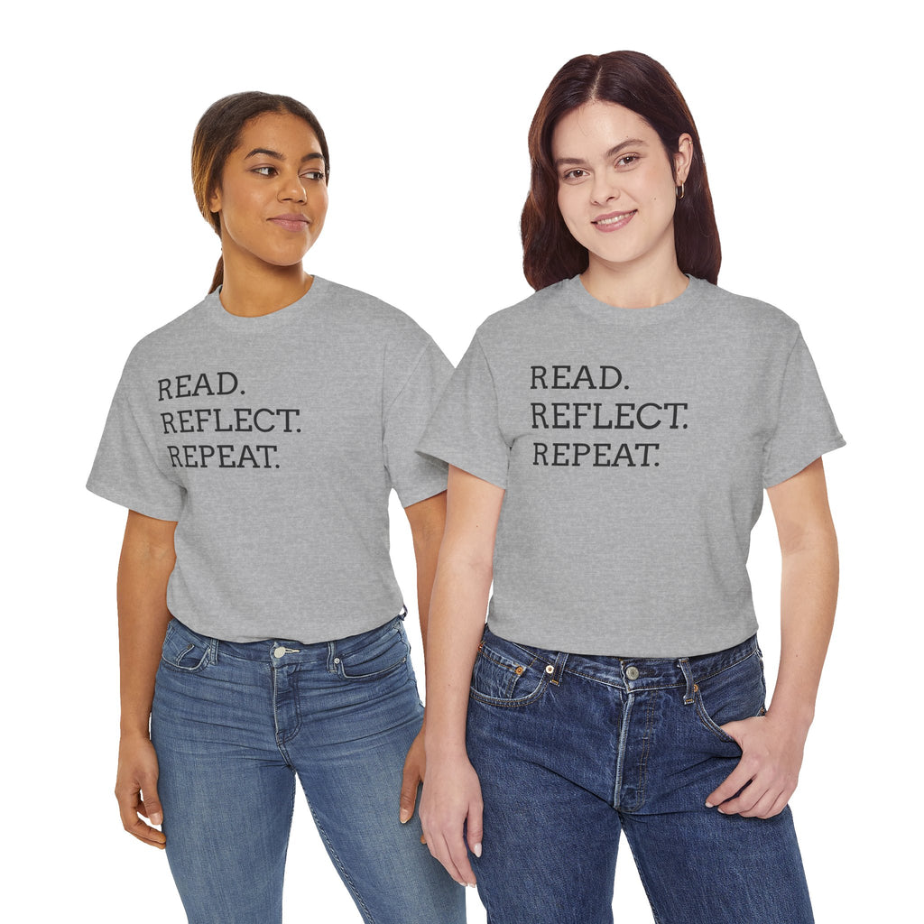 Read. Reflect. Repeat. T-Shirt — Minimalist Literary Tee for Book Lovers