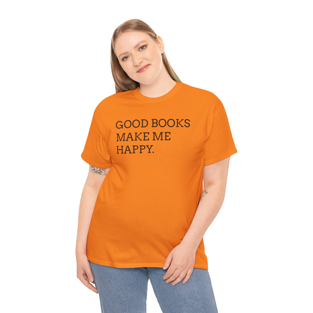 Book Lover T-Shirt — "Good Books Make Me Happy." Literary Graphic Tee