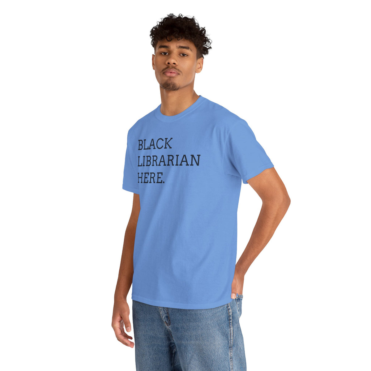 Black Librarian Here. Tee — Empowering Black Librarian Graphic Shirt