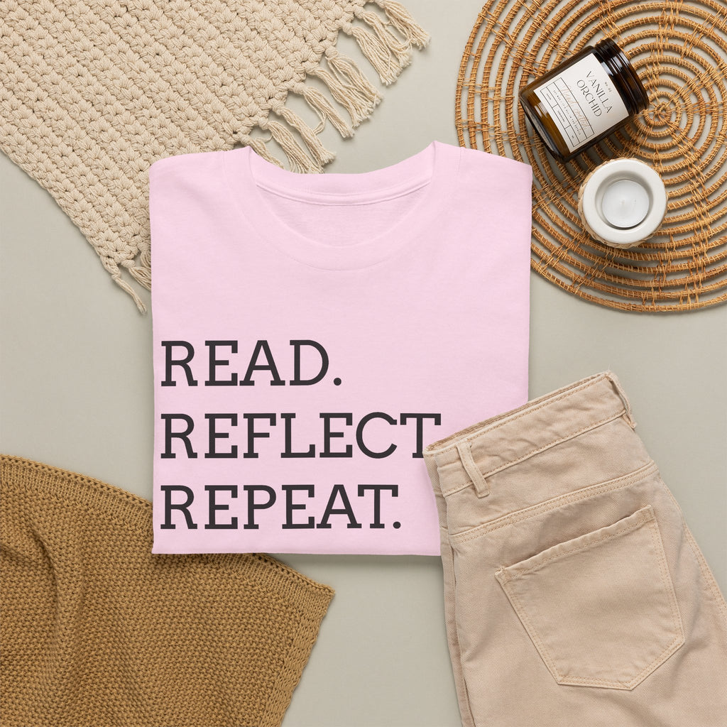 Read. Reflect. Repeat. T-Shirt — Minimalist Literary Tee for Book Lovers