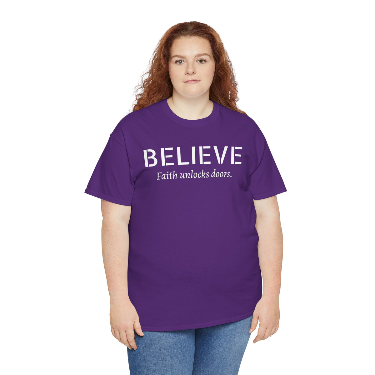 Believe Faith T‑Shirt — "Believe: Faith Unlocks Doors" Inspirational Tee