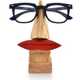 Wooden Nose Eyeglass & Spectacle Holder with Red Lips | Decorative Gift Home Décor