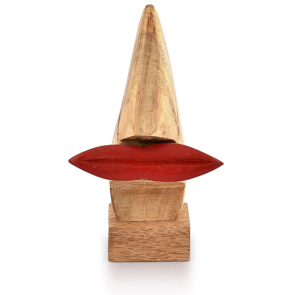 Wooden Nose Eyeglass & Spectacle Holder with Red Lips | Decorative Gift Home Décor