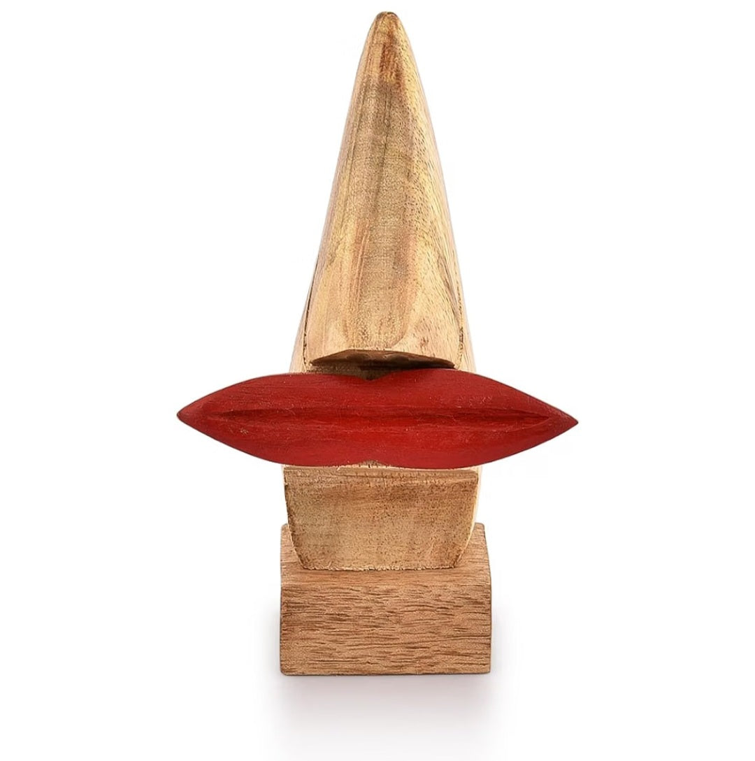Wooden Nose Eyeglass & Spectacle Holder with Red Lips | Decorative Gift Home Décor